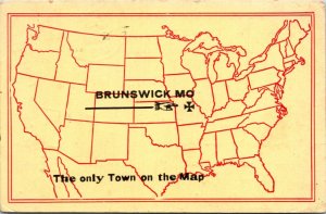 Postcard Missouri Brunswick The Only Town on the Map of United States 1908 V19