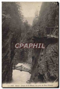 Old Postcard Servoz Gorges Diosaz view Taking the Natural Bridge