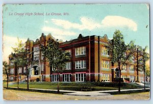 La Crosse Wisconsin WI Postcard La Crosse High School Building 1911 Antique