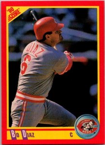 1990 Score Baseball Card Bo Diaz Cincinnati Reds sk2735