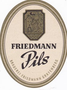 Friedmann Pils Beer Brauerei Friedmann Grafenberg Germany Beer Label sk3086