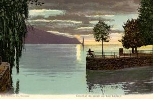 France - Lac Leman. Sunset