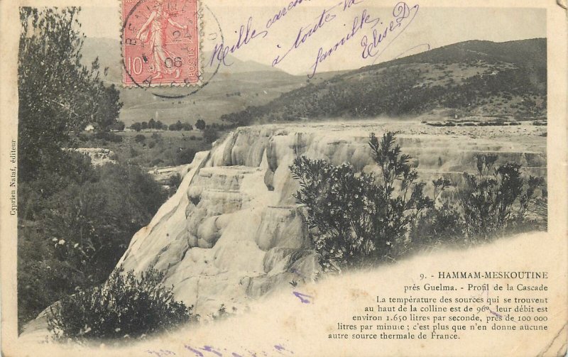 Algeria Postcard Hammam-Meskoutine waterfall