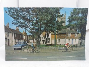 Vintage Postcard Boys on Bicycles Coronation Square Lydd Kent 1960s/1970s