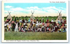 CHEYENNE, WY ~ Native American Sioux Indians FRONTIER DAYS Tepee c1940s Postcard