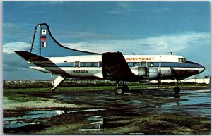 Airplane Southeast Airlines Martin 2-0-2A Miami Based Regional Airline Postcard