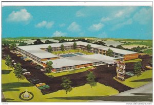 Swimming Pool, Aerial View, Illustration of Heart of Charlotte Motor Inn, Cha...