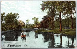 Postcard Guelph Ontario c1908 On River Speed Scenic View Canoeing by Macfarlane