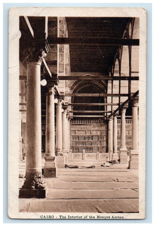 c1910 The Interior of the Mosque Amrou Cairo Egypt Antique Unposted Postcard