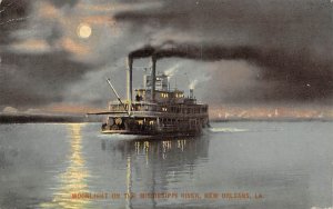 Unidentified River Steamship Painting New Orleans, LA USA Ferry Boat Ship 