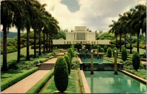 Vtg 1950s Mormon Temple Oahu Island Honolulu Hawaii HI Unused Postcard