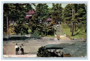 1909 Scene In Matters Park No. 1 Boys Car Marion Indiana IN Antique Postcard