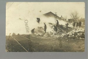 Goodell IOWA RPPC 1910 ELEVATOR FIRE Ruins DISASTER nr Clear Lake Garner Clarion