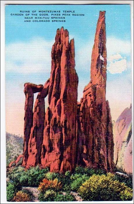 CO - Ruins of Montezumas Temple, Garden of the Gods. Colorado Springs (damage)