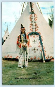 SHERIDAN, WY ~ Miss Indian America RITA ANN McLAUGHLIN Lakota 1955 Postcard