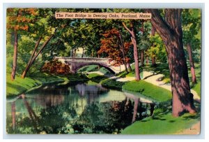 c1940's The Foot Bridge In Deering Oaks Portland Maine ME Vintage Postcard