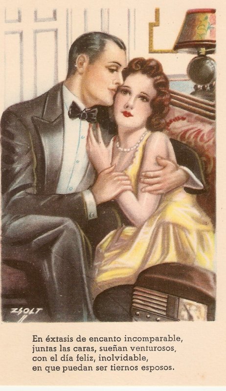 Zsolt. Couple romance.  Together Nice vintage spanish postcard