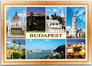 VINTAGE CONTINENTAL SIZE POSTCARD (7) MINI-SCENES OF BUDAPEST HUNGARY