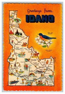 Postcard Greetings From IDAHO Continental View Map Card