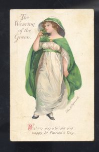 SAINT ST. PATRICK'S DAY THE WEARING OF THE GREEN PRETTY WOMAN VINTAGE POSTCARD