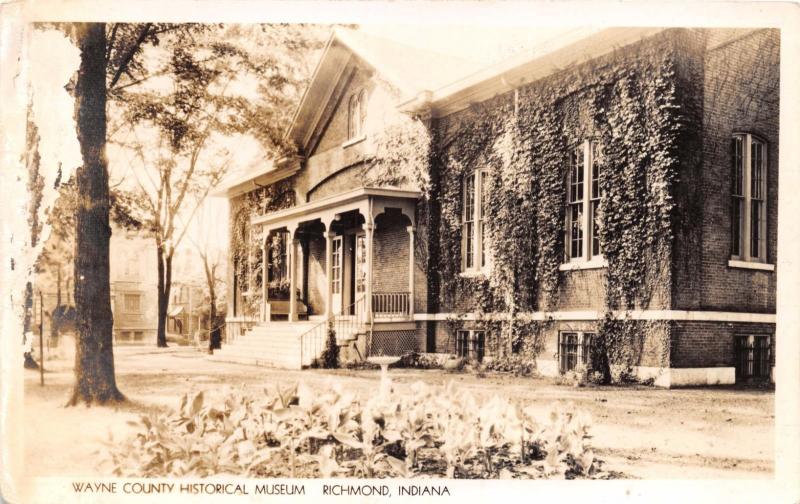 RICHMOND INDIANA WAYNE COUNTY HISTORICAL MUSEUM REAL PHOTO POSTCARD  DAMAGE