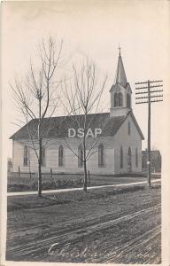 B39/ Lafontaine? Indiana In Real Photo RPPC Postcard Christian Church c1910