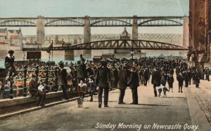 Sunday Morning On Newcastle Quay Antique Postcard