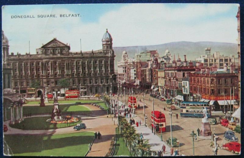 Donegall Square Belfast Ireland 1953 Valesque Postcard Valentine & Sons