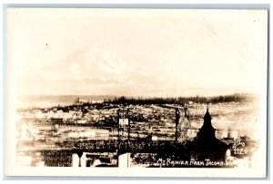 c1940's View Of MT.  Rainier From Tacoma Washington WA Ellis RPPC Photo Postcard 
