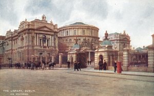 Ireland, The Public Library Building, Dublin Via Holyhead, Vintage Postcard