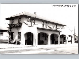 c1950 SF&NV Railroad Station Train Depot NAPA California CA RPPC Real Photo