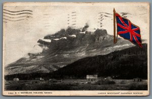 Postcard Banff Alberta c1910 Castle Mountain Patriotic Union Jack Flag Rockies