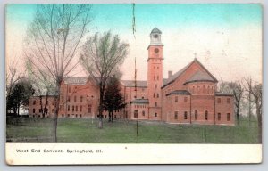 Springfield Illinois~West End Convent Bldg~Tower~Cross~Romanesque~1911 Postcard