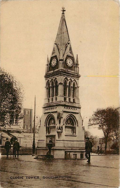 RPPC Southampton UK Clock Tower Hampshire Postcard pm 1917