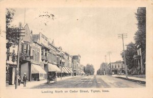 Tipton Iowa looking North on Cedar Street antique pc DD7342