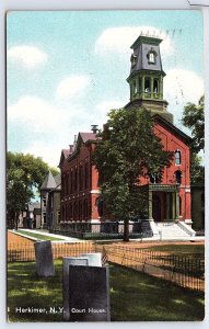 1910's Court House Building & Grounds View Herkimer New York NY Posted Postcard