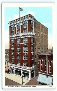 GRAND ISLAND, NE Nebraska ~ MASONIC TEMPLE c1920s Hall County Fraternal Postcard