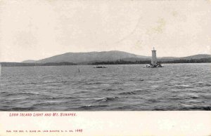 Loon Island Lighthouse Mt Sunapee New Hampshire 1910c postcard