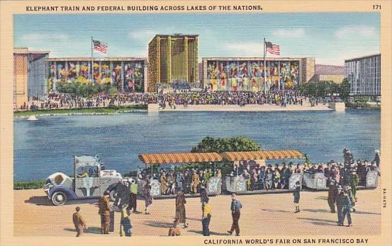 Elephant Train and Federal Building Across Lakes Of Nations California World'...