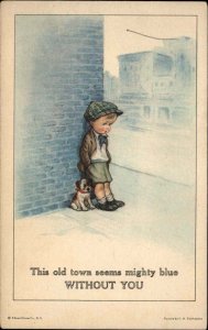 Twelvetrees Sad Little Boy with Puppy Dog Vintage Postcard