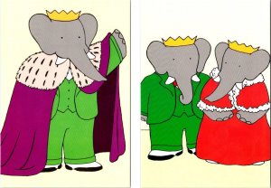 2~4X6 Postcards Children's Book Character BABAR THE ELEPHANT King & Celeste