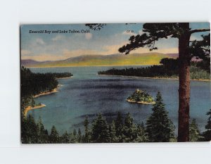 Postcard Emerald Bay and Lake Tahoe, California