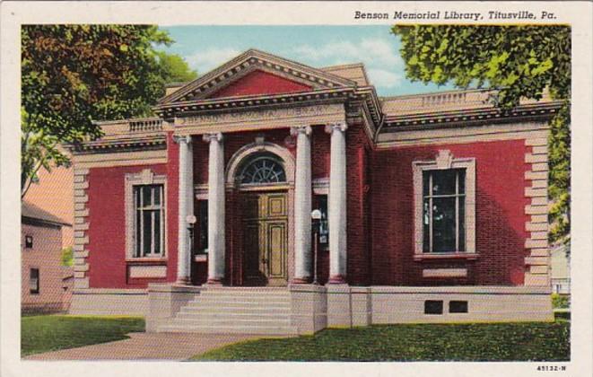 Pennsylvania Titusville Benson Memorial Library Curteich