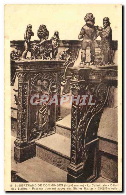 Old Postcard St Bertrand De Comminges The Cathedral Detail of Stalls Pass giv...