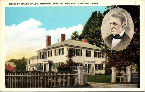 Home Ralph Waldo Emerson Essayist Poet Concord MA Massachusetts WB Postcard UNP 