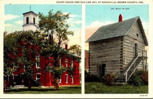 Indiana Nashville Brown County Court House and Old Log Jail 1942 Curteich