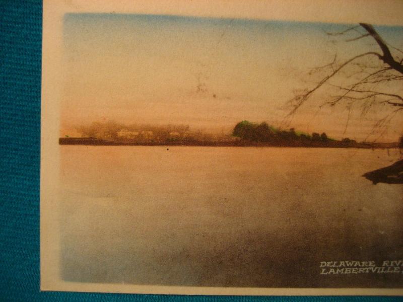 1915-30 Lambertville NJ Hand Color Delaware River View New Jersey Nomis NY RARE 