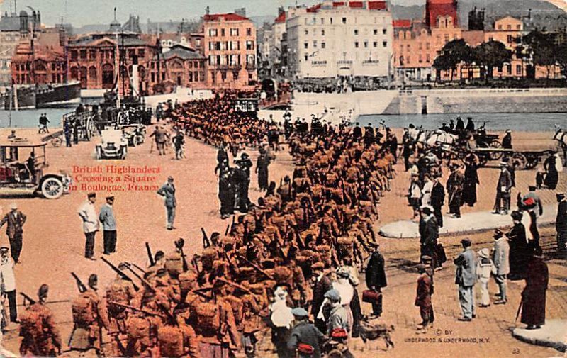 British Highlanders Crossing a Square Boulogne France Unused 