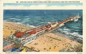 NJ, Atlantic City, New Jersey, Steel Pier, Airplane View, Curt Teich No 3A-H1248