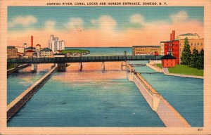 New York Oswego The Oswego River Canal Locks and Harbor Entrance